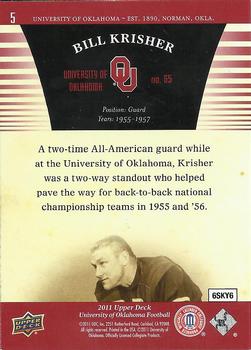 2011 Upper Deck University of Oklahoma #5 Bill Krisher Back