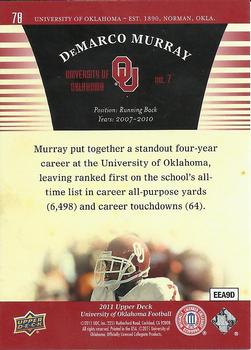 2011 Upper Deck University of Oklahoma #78 DeMarco Murray Back