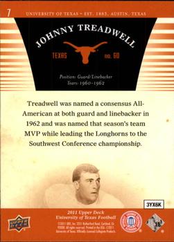 2011 Upper Deck University of Texas #7 Johnny Treadwell Back