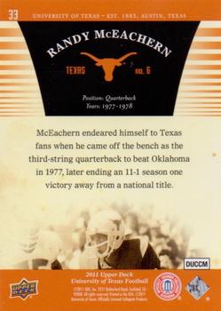 2011 Upper Deck University of Texas #33 Randy McEachern Back