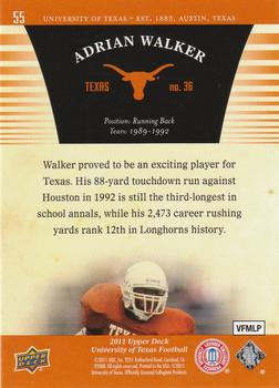 2011 Upper Deck University of Texas #55 Adrian Walker Back