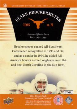 2011 Upper Deck University of Texas #56 Blake Brockermeyer Back