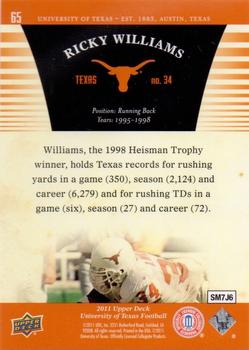2011 Upper Deck University of Texas #65 Ricky Williams Back