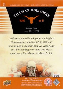 2011 Upper Deck University of Texas #71 Tillman Holloway Back