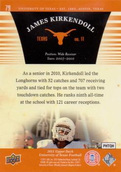2011 Upper Deck University of Texas #79 James Kirkendoll Back