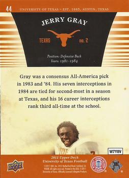 2011 Upper Deck University of Texas #44 Jerry Gray Back