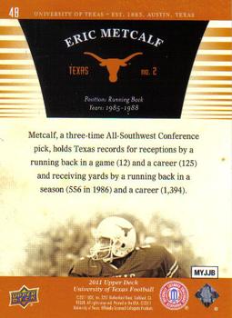 2011 Upper Deck University of Texas #48 Eric Metcalf Back