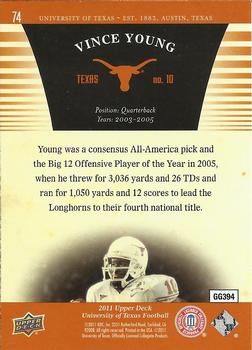 2011 Upper Deck University of Texas #74 Vince Young Back