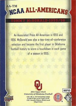 2011 Upper Deck University of Oklahoma - All-Americans #AA-TM Tommy McDonald Back