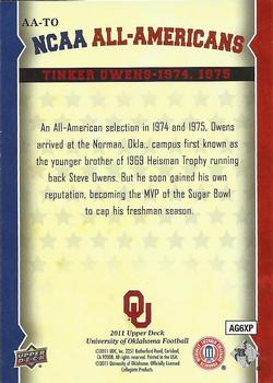 2011 Upper Deck University of Oklahoma - All-Americans #AA-TO Tinker Owens Back