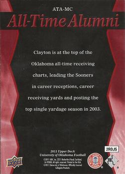 2011 Upper Deck University of Oklahoma - All-Time Alumni #ATA-MC Mark Clayton Back