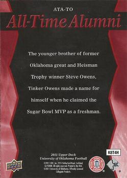 2011 Upper Deck University of Oklahoma - All-Time Alumni #ATA-TO Tinker Owens Back
