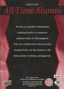 2011 Upper Deck University of Oklahoma - All-Time Alumni Duos #ATAD-SW Billy Sims / Joe Washington Back