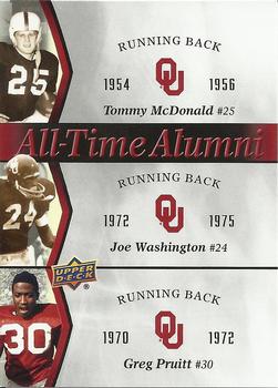 2011 Upper Deck University of Oklahoma - All-Time Alumni Trios #ATAT-MWP Tommy McDonald / Joe Washington / Greg Pruitt Front