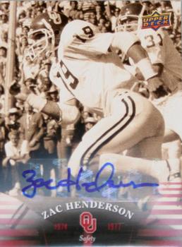2011 Upper Deck University of Oklahoma - Autographs #34 Zac Henderson Front