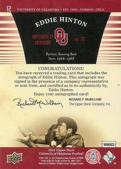 2011 Upper Deck University of Oklahoma - Autographs #12 Eddie Hinton Back