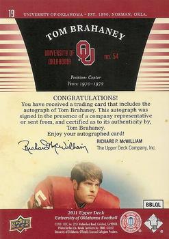 2011 Upper Deck University of Oklahoma - Autographs #19 Tom Brahaney Back