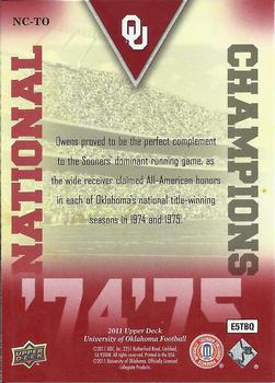 2011 Upper Deck University of Oklahoma - National Champions #NC-TO Tinker Owens Back