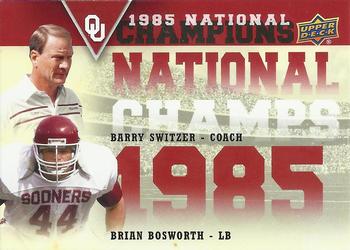 2011 Upper Deck University of Oklahoma - National Champions Duos #NCD-SB Barry Switzer / Brian Bosworth Front