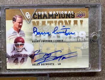 2011 Upper Deck University of Oklahoma - National Champions Duos Autographs #NCD-SB Barry Switzer / Brian Bosworth Front