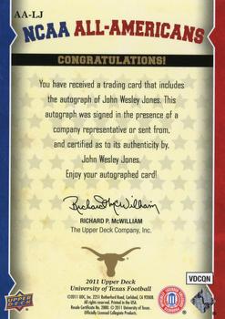 2011 Upper Deck University of Texas - All-Americans Autographs #AA-LJ John Wesley Jones Back