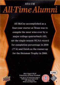 2011 Upper Deck University of Texas - All-Time Alumni #ATA-CM Colt McCoy Back