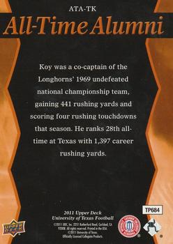 2011 Upper Deck University of Texas - All-Time Alumni #ATA-TK Ted Koy Back