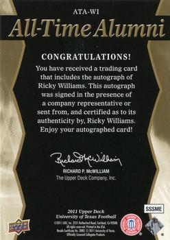 2011 Upper Deck University of Texas - All-Time Alumni Autographs #ATA-WI Ricky Williams Back