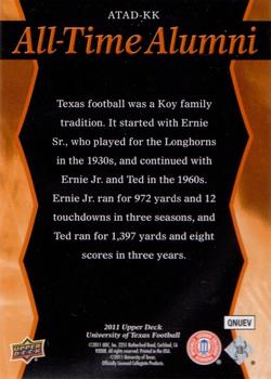 2011 Upper Deck University of Texas - All-Time Alumni Duos #ATAD-KK Ernie Koy / Ted Koy Back