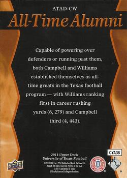 2011 Upper Deck University of Texas - All-Time Alumni Duos #ATAD-CW Earl Campbell / Ricky Williams Back