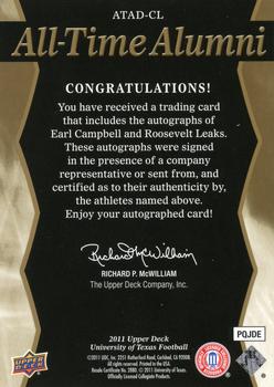 2011 Upper Deck University of Texas - All-Time Alumni Duos Autographs #ATAD-CL Earl Campbell / Roosevelt Leaks Back