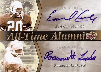 2011 Upper Deck University of Texas - All-Time Alumni Duos Autographs #ATAD-CL Earl Campbell / Roosevelt Leaks Front