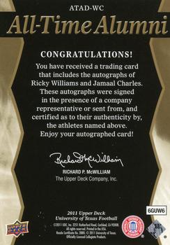 2011 Upper Deck University of Texas - All-Time Alumni Duos Autographs #ATAD-WC Jamaal Charles / Ricky Williams Back