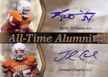2011 Upper Deck University of Texas - All-Time Alumni Duos Autographs #ATAD-WC Jamaal Charles / Ricky Williams Front