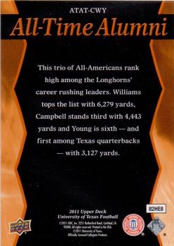 2011 Upper Deck University of Texas - All-Time Alumni Trios #ATAT-CWY Vince Young / Ricky Williams / Earl Campbell Back