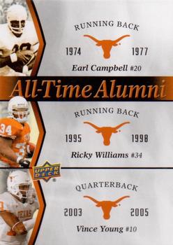 2011 Upper Deck University of Texas - All-Time Alumni Trios #ATAT-CWY Vince Young / Ricky Williams / Earl Campbell Front