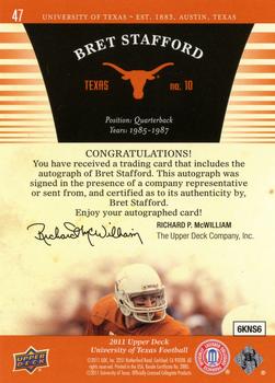 2011 Upper Deck University of Texas - Autographs #47 Bret Stafford Back