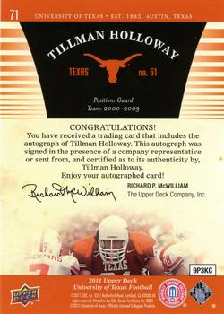 2011 Upper Deck University of Texas - Autographs #71 Tillman Holloway Back