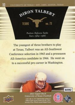 2011 Upper Deck University of Texas - Gold #10 Diron Talbert Back