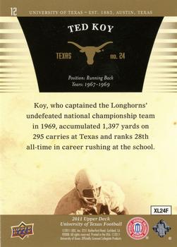 2011 Upper Deck University of Texas - Gold #12 Ted Koy Back