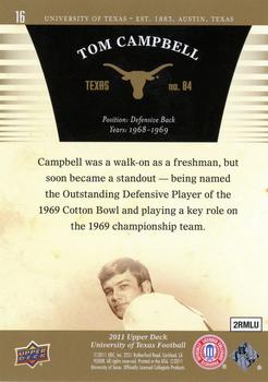 2011 Upper Deck University of Texas - Gold #16 Tom Campbell Back