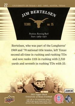 2011 Upper Deck University of Texas - Gold #22 Jim Bertelsen Back