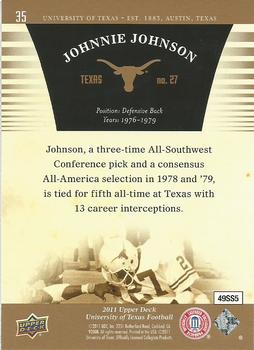 2011 Upper Deck University of Texas - Gold #35 Johnnie Johnson Back