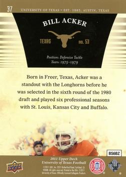 2011 Upper Deck University of Texas - Gold #37 Bill Acker Back