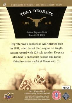 2011 Upper Deck University of Texas - Gold #45 Tony Degrate Back