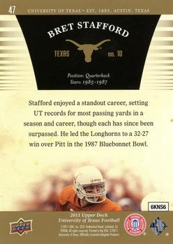 2011 Upper Deck University of Texas - Gold #47 Bret Stafford Back