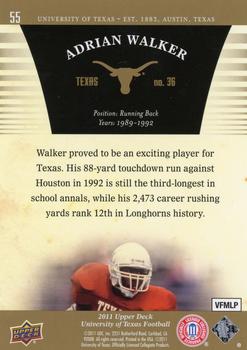 2011 Upper Deck University of Texas - Gold #55 Adrian Walker Back
