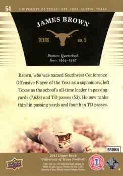 2011 Upper Deck University of Texas - Gold #64 James Brown Back