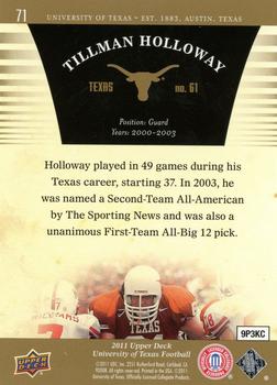 2011 Upper Deck University of Texas - Gold #71 Tillman Holloway Back