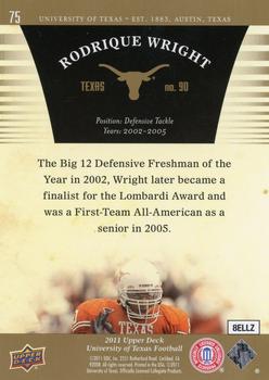 2011 Upper Deck University of Texas - Gold #75 Rodrique Wright Back